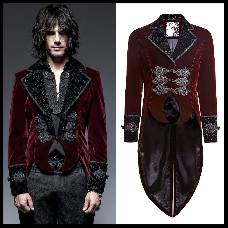 Punk Rave Men's Vintage Palace Swallowtail Long Jacket Coat Steampunk ...