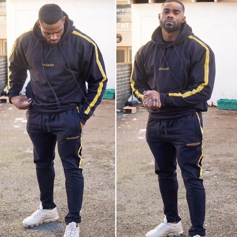 DERMSPE  Sport Suit Men Bodybuilding Jacket Pants Sports Suits Basketball Clothes Gyms Fitness Running Set Men Tracksuits