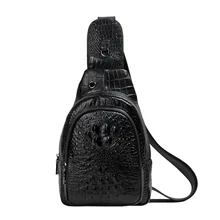 Мужская сумка из натуральной кожи с крокодиловым узором, зарядка через usb, мужская сумка через плечо, сумка-мессенджер, сумка для путешествий, нагрудный карман, Мужская поясная сумка