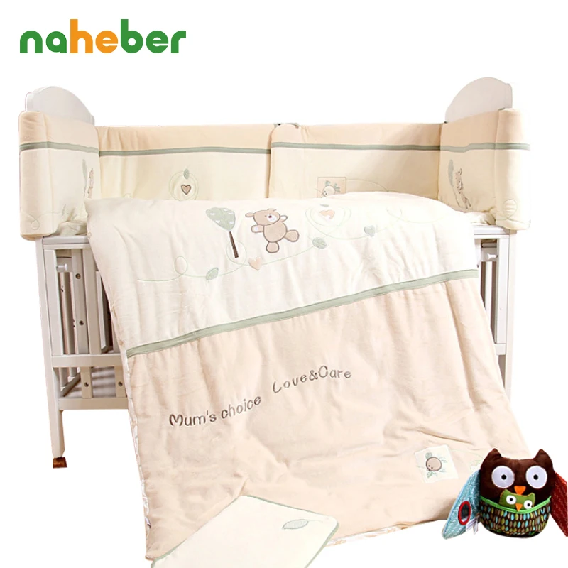 7Pcs Cotton Brand Baby Crib Bedding Set for Girls Boys Cartoon Deer Newborn Baby Bed Linen Cot Quilt Bumpers Sheet Pillow 4 Size