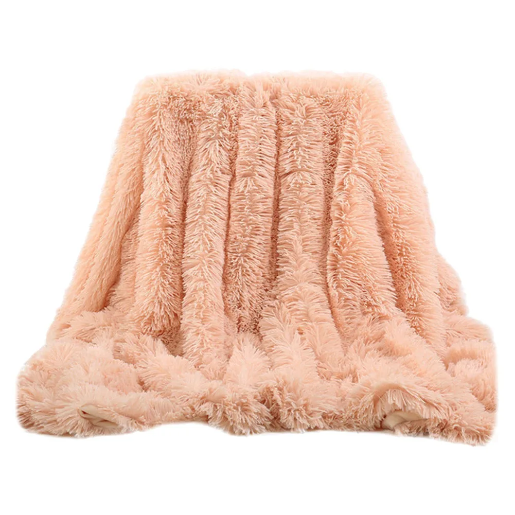 Super Soft Long Shaggy Fuzzy Fur Faux Fur Warm Elegant Cozy With Fluffy Sherpa Throw Blanket Bed Sofa Blanket Gift H99F