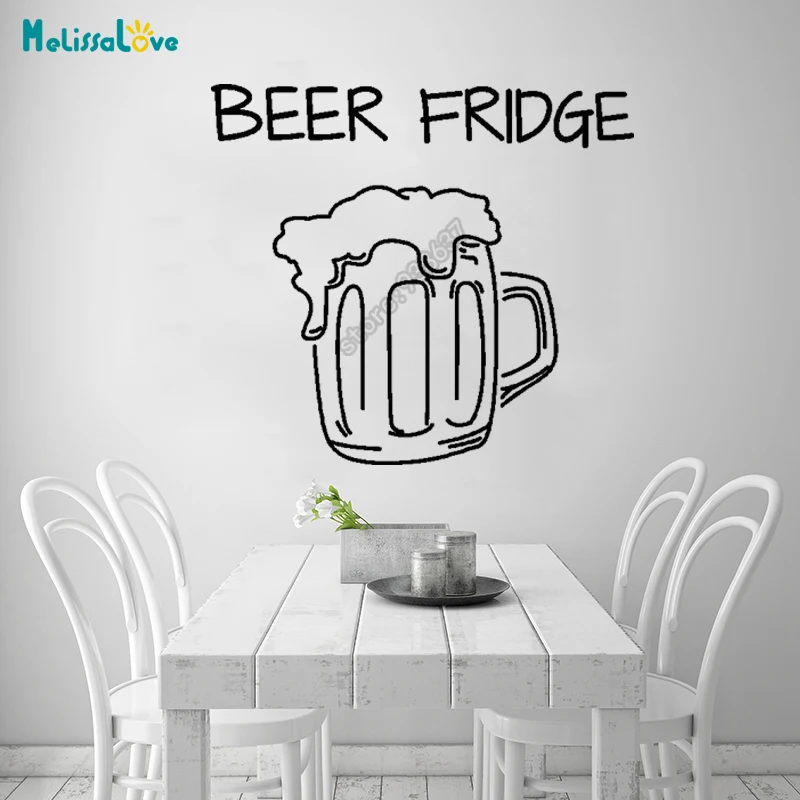 

Beer Fridge Kitchen Decal Bar Refrigerator Funny Beer Lover Decor Window Sticker Removable Vinyl Wall Stickers B550