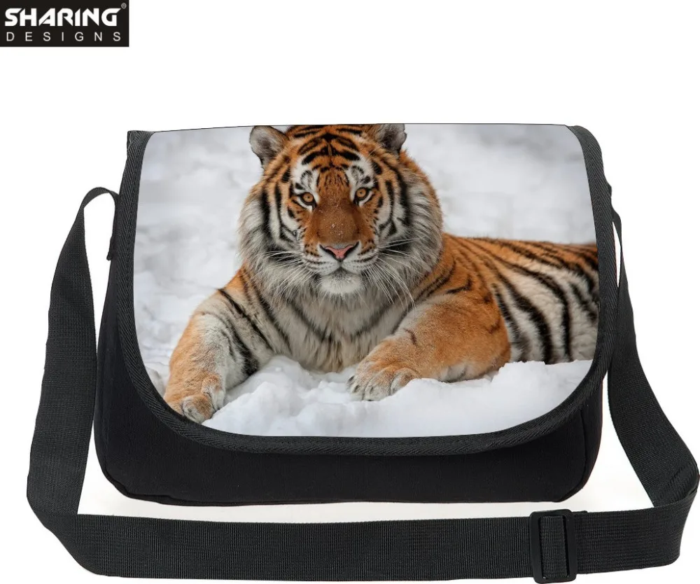 Animal Tiger Head Print Messenger Bags for Men Large Teenager Boys