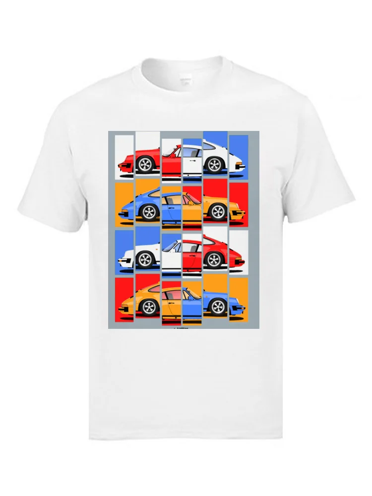 Printing Crewneck T-shirts ostern Day Tops T Shirt Short Sleeve Brand Cotton Fabric Casual Tops Shirt Design Men 911 Vintage Classic Car  7574 white