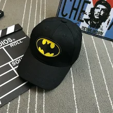 Детская шапочка одежда для сна с мультипликационным принтом «Бэтмен» для детей, хлопковые брюки, с вышивкой, Бейсбол для мальчиков и девочек в стиле «хип-хоп» черный, белый цвет шапка, Детская маскарадная шляпа DS19