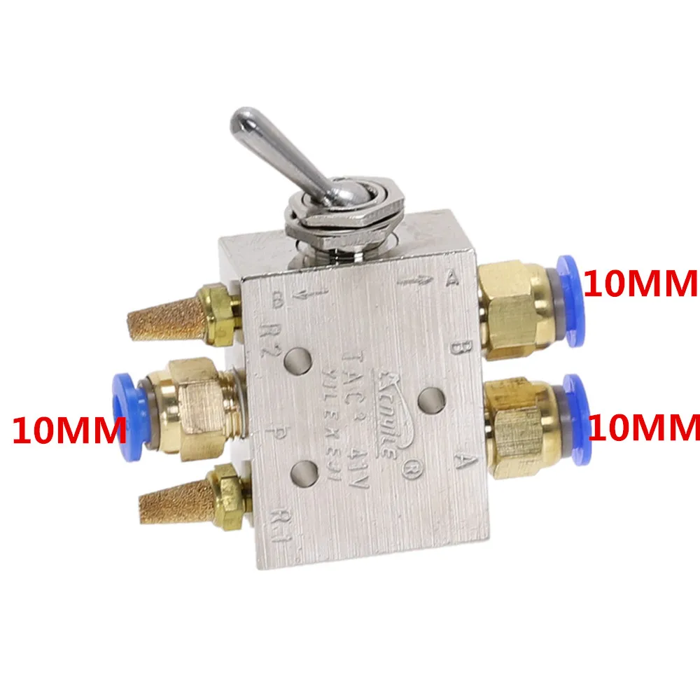 TAC2-41P выпускной клапан сплав серебристого оттенка 2 положения 5 способ 1/" рычажный механический клапан пневматический клапан переключатель w фитинги - Цвет: 10MM