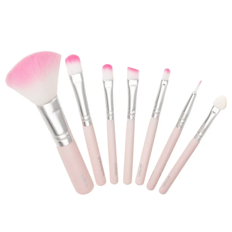 7Pcs Makeup Cosmetic Brush Foundation Powder Brush Tool Makeup Kit - Handle Color: Pink