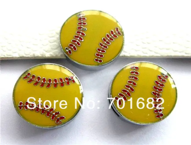 Internal Dia 8mm 100pcs Authentic Yellow Softball Slide Charms DIY Accessory Zinc Alloy Can 