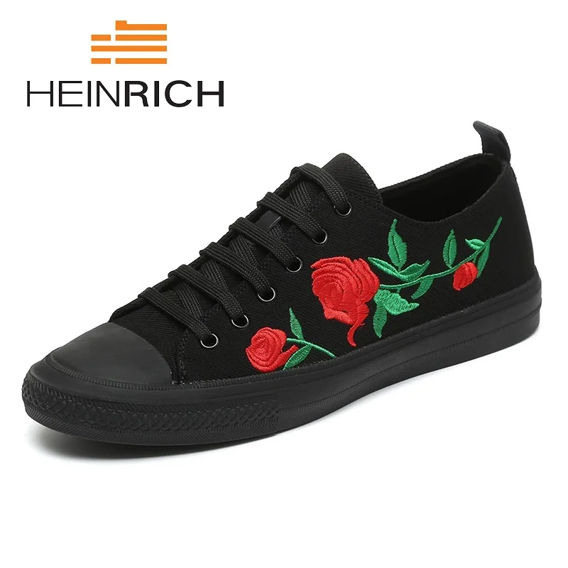 

HEINRICH New Brand Fashion Shoes Men Casual Trending Footwear Black Canvas Handmade Lace-Up Tide Men Shoe Schuhe Herren