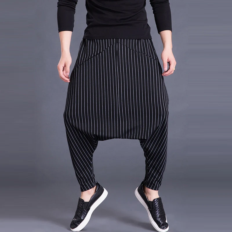 Брендовые мужские штаны шаровары в стиле хип-хоп крест-брюки 5XL прямая промежность Полосатые Карманы спортивные брюки, мешковатые модные брюки Hombre Брюки Панк