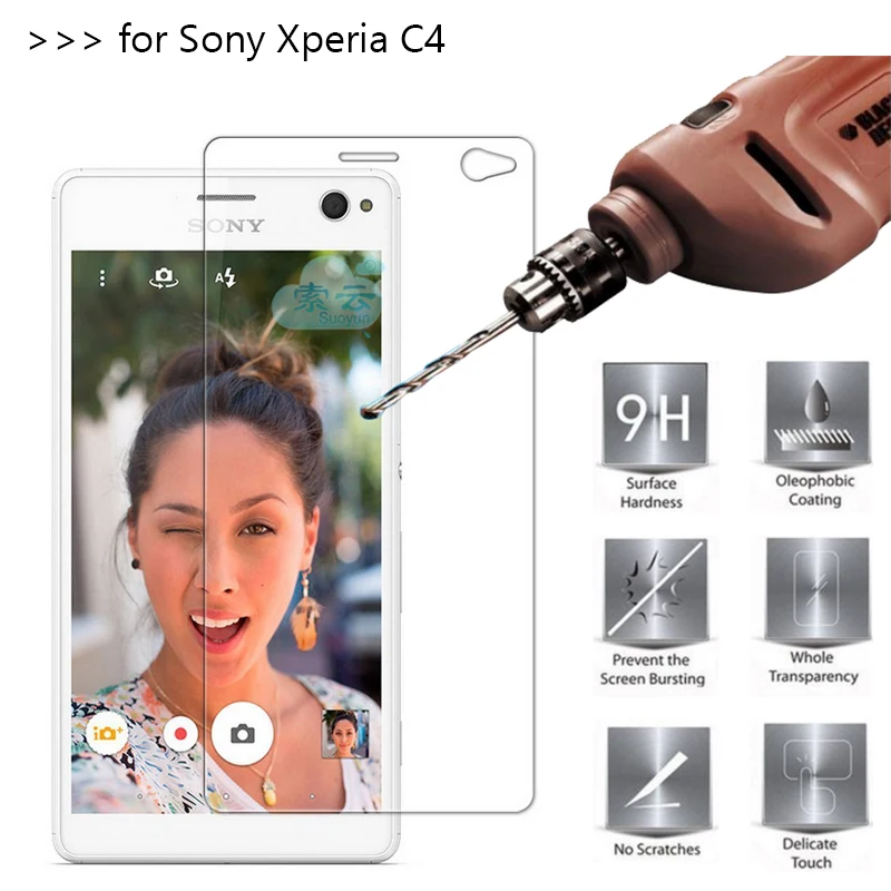5 шт./лот закаленное Стекло для sony Xperia C4 двойной Экран протектор Защитная пленка