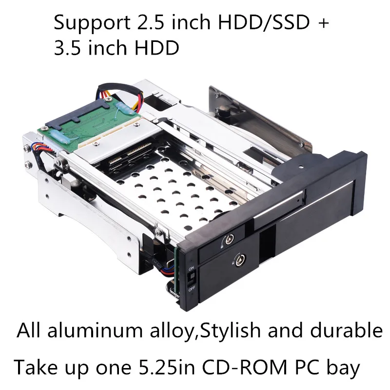 5.25 дюймов SATA алюминий внутренний HDD mobile rack с замком для оптического залив с горячей замены без USB3.0 порт