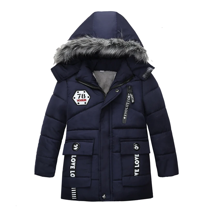 

2019 Autumn Winter Jacket For Boys Coat Baby Kids Warm Hooded Long Sleeve Cotton Outerwear Coat For Boys Clothes Children Jacket
