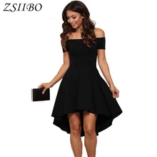 Осенне-зимнее женское элегантное сексуальное с открытыми плечами тонкое короткое с длинным рукавом с вырезом лодочкой однотонное ТРАПЕЦИЕВИДНОЕ асимметричное платье