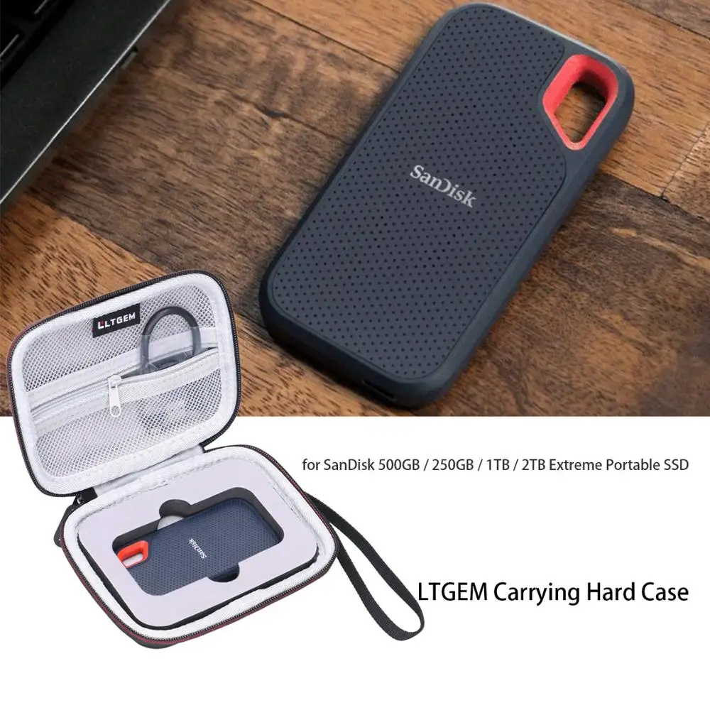 Bolsa de Transporte de Viaje EVA Dura 500 GB 1TB 2TB LTGEM Funda para SanDisk Extreme Portable SSD 250 GB