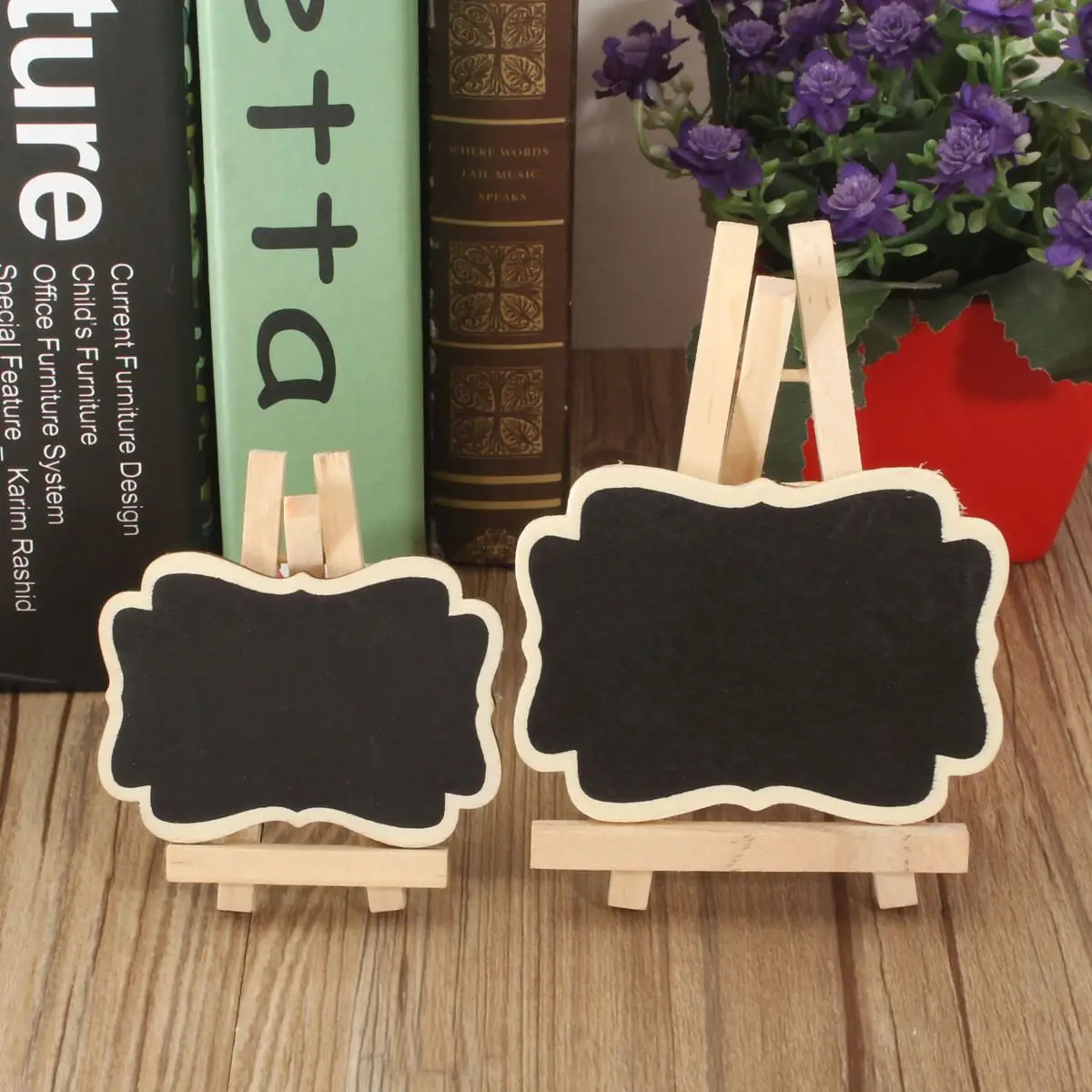 10Pcs Mini Wooden Blackboard Chalkboard Labels Message