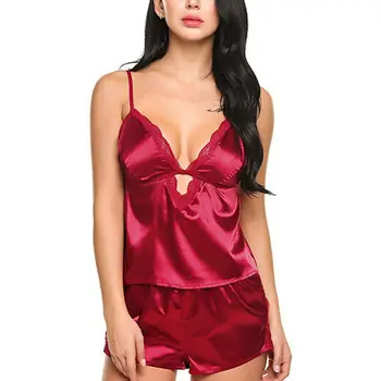 

2019 Newest Summer Sexy Women's Ladies Girls Lace Underwear Sleeveless Tops and Shorts Pajama Set 2Pcs