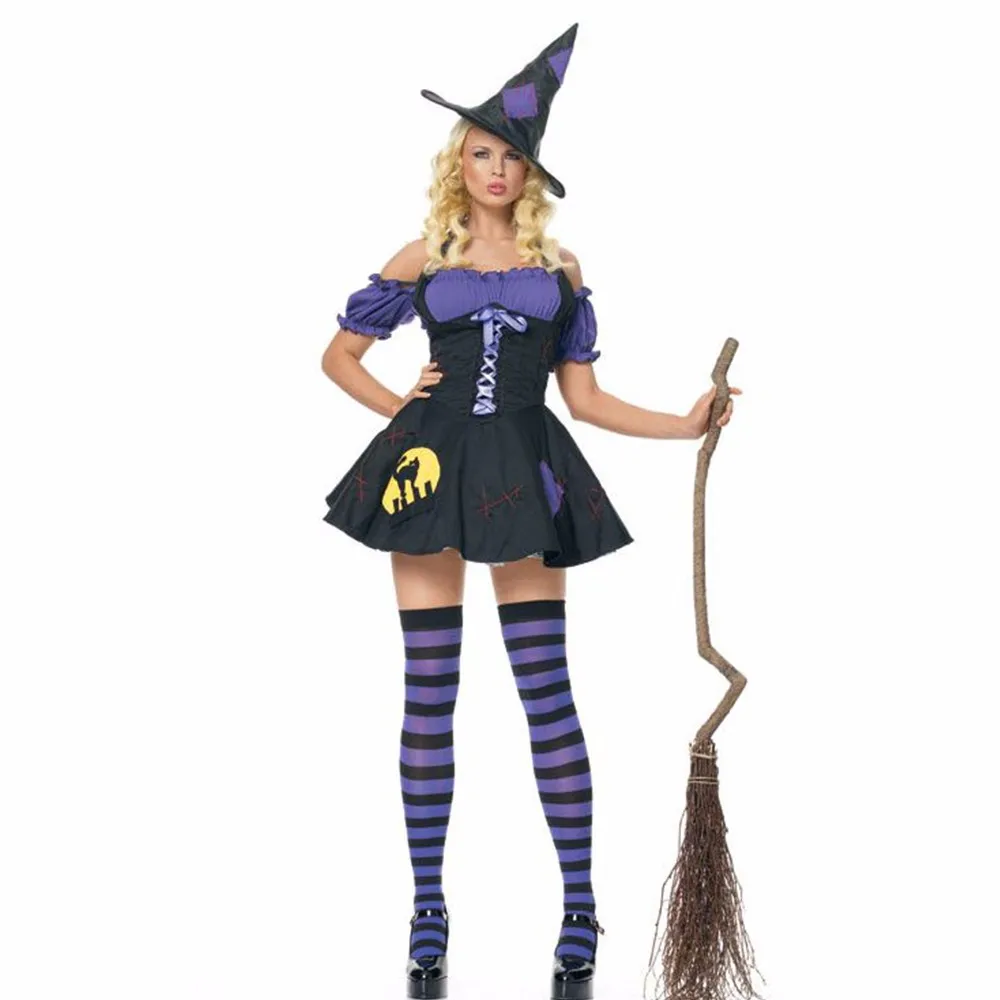 

Sexy Witch Costume Deluxe Womens Magic Moment Costume Adult Witch Halloween Costumes For Women Carnaval Fancy Dress With Hat