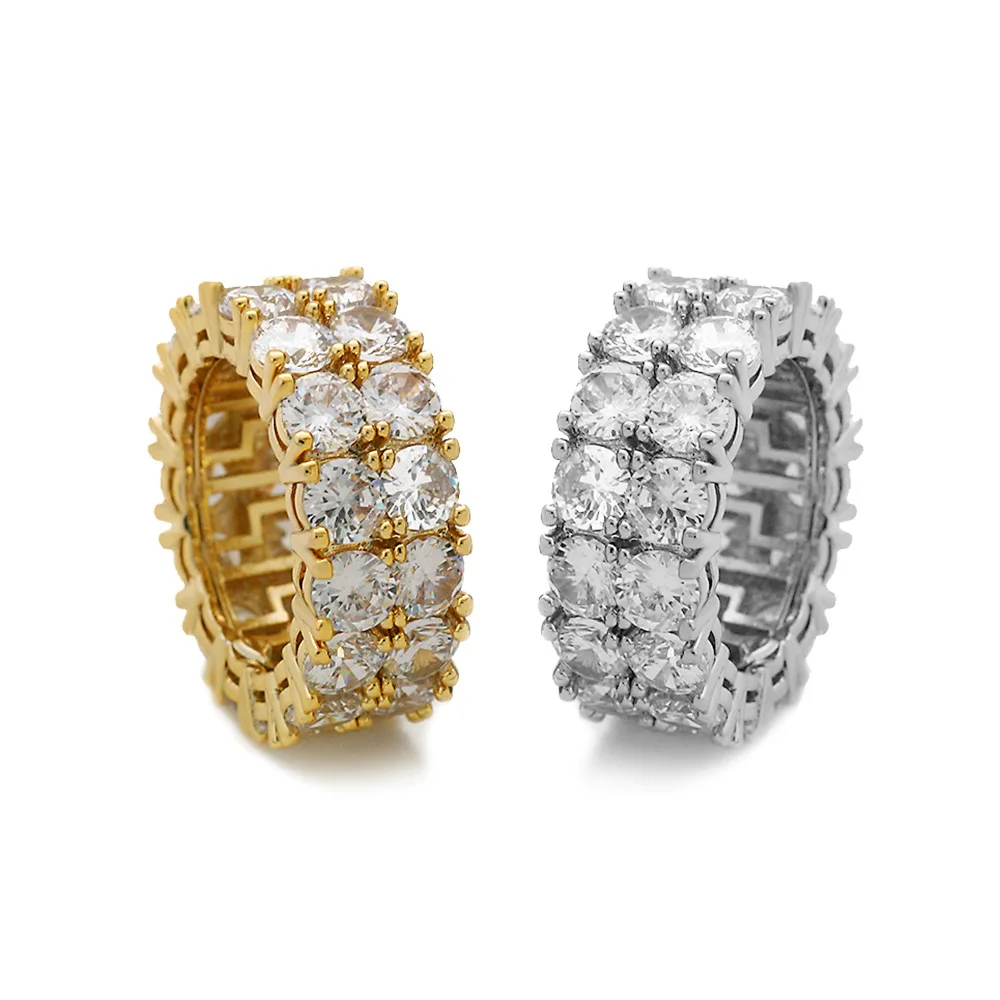 В стиле "хип-хоп" мужское кольцо цвета: золотистый, серебристый цветные бусины 4 мм AAAA фианит класса люкс Юбилей ювелирные изделия обручальное кольцо кольца для Для мужчин рок вечерние палец кольцо