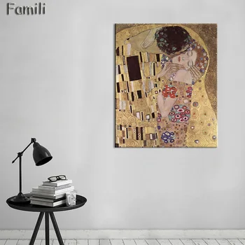 

2017 Gustav Klimt Kiss Printed Painting On Canvas Wall Art Prints Picture for Living Room Home Decor Or Hotel Unframed
