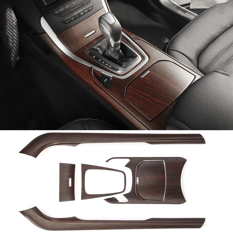 

6PCS For Ford edge 2018 Mahogany Handball Cover Shift Peach wood ABS cover Gear shift knob Cover Trim car styling