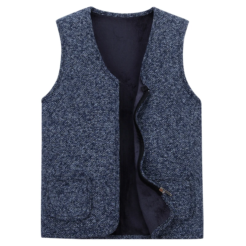 

New Mens Autumn and Winter Sweater Vest Men's Warm Sweater Cotton Slim Casual Vest Sweaters Plus Size M-3XL