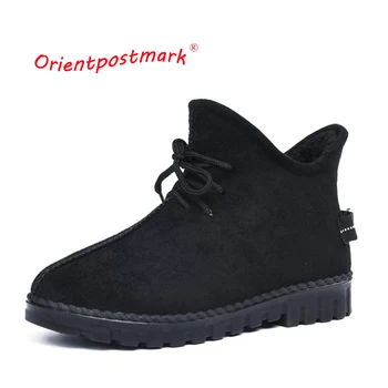 

Snow Boots Winter Ankle Boots Women Shoes Oversize Shoes Female Warm Hot Platform Winter Ankle Boots Fashion Shoes Black Brown