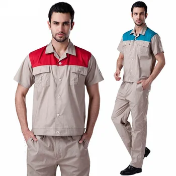 

(10 set-Shirt&Pant) COAT+PANTS short sleeve decoration work coat factory uniform working uniform Big Size Men Coveralls