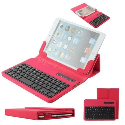 Цветная Съемная Беспроводная Bluetooth ABS пластиковая клавиатура с pu кожаным футляром подставка для планшетных ПК 7-8 дюймов Система Android IOS - Цвет: Red