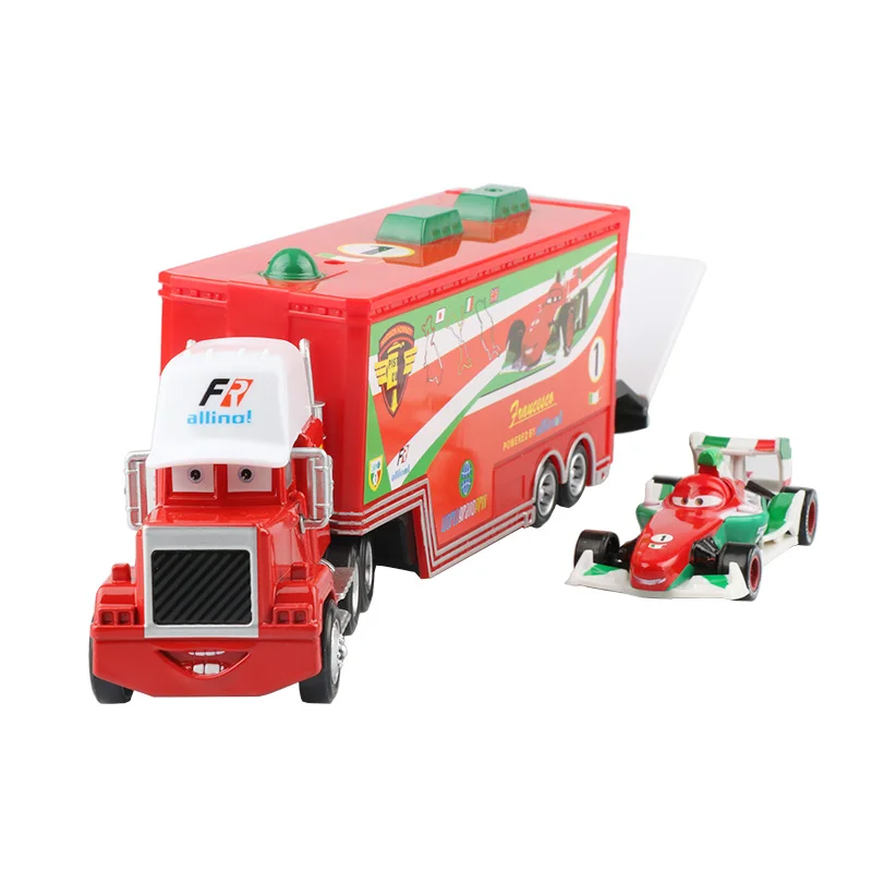 

Disney Pixar Cars 2 Toys 2pcs Lightning McQueen Mack Truck Francesco Uncle 1:55 Diecast Metal Alloy Modle Toys Gifts For Kids
