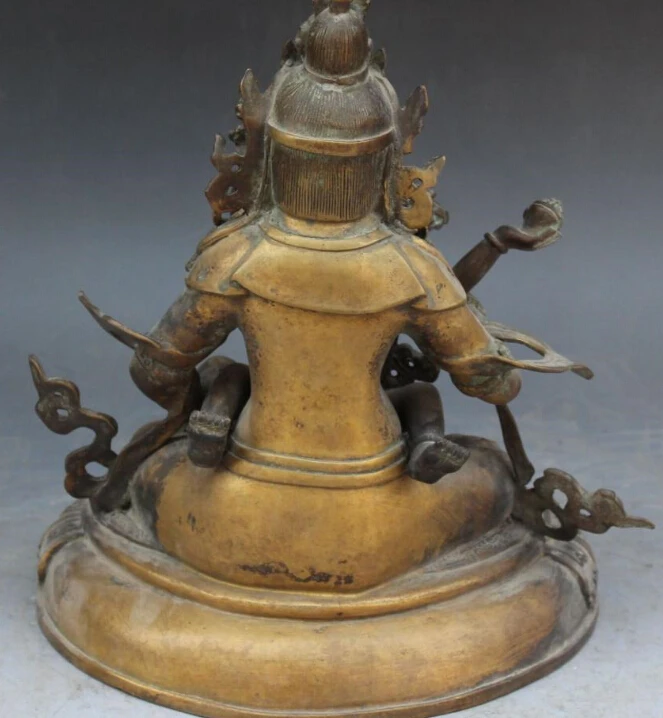 

S0072 12" Old Tibet Buddhism Bronze Gold Gilt Yellow Jambhala Wealth God Buddha Statue