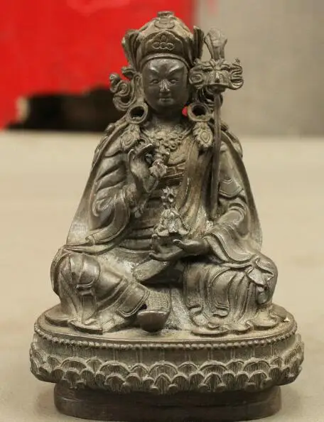 

S01738 Tibet Buddhism Guru Rinpoche Padmasambhava Buddha Pure Bronze Statue Sculpture (B0328)