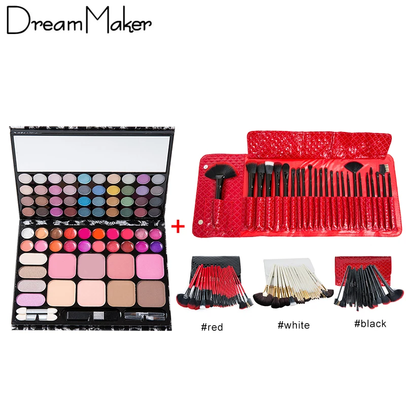 Beauty Makeup Set Brushes Nylon Hair+ 72 colors Combined Palette Lip Gloss Eyeshadow Blusher