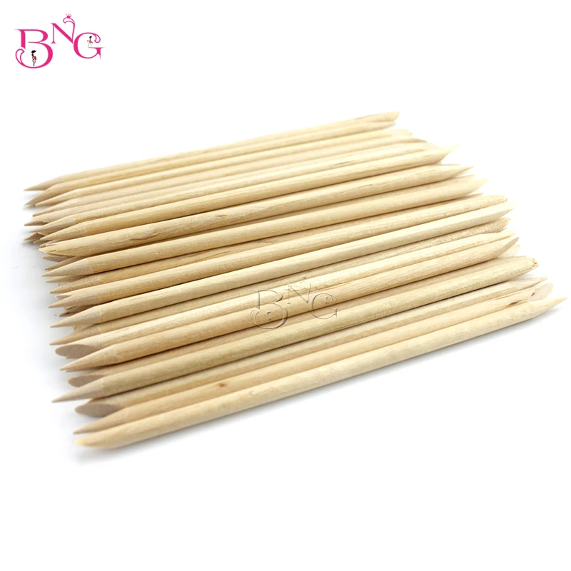 

BNG 100pcs/lot Nail Original Orange Wood Material 11cm Length Cuticle Pusher Sticks Cuticle Pusher Remover Nail Art Tools