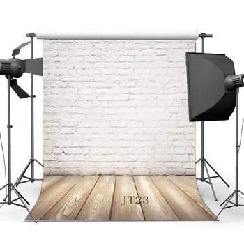 

Photography Backdrops Whitewashed Beick Wallpaper & Stripe Wooden Floor Toddlers Lover Portraits Background