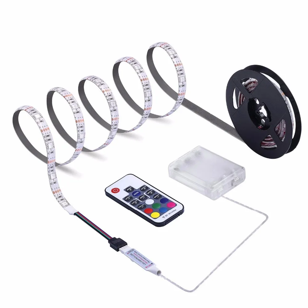 Battery Powered LED Strip Lights 17-Keys Remote Controlled DIY Indoor and Outdoor Decoration 6.56ft Waterproof | Лампы и освещение