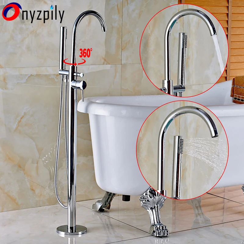 

Floor Standing Chrome Plate Bathtub Faucet One HandlesShower Tub Mixer Faucet Mixer