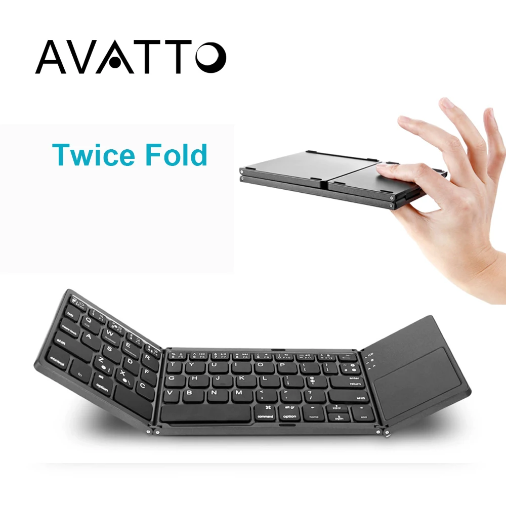 [AVATTO] A18 Portable Twice Folding Bluetooth Keyboard BT Wireless