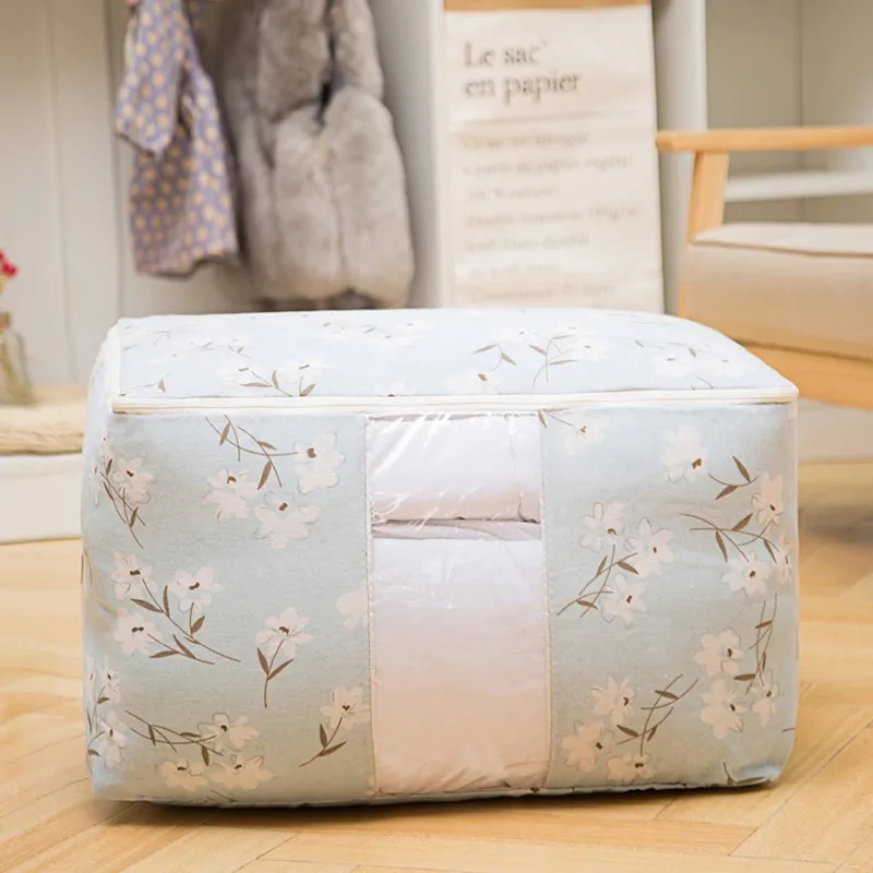 

Large Capacity Home Organzier Quilt Clothes Storage Bag For Wardrobe Under Bed Closet Organizer Linen Cotton Bedding Storage Bag