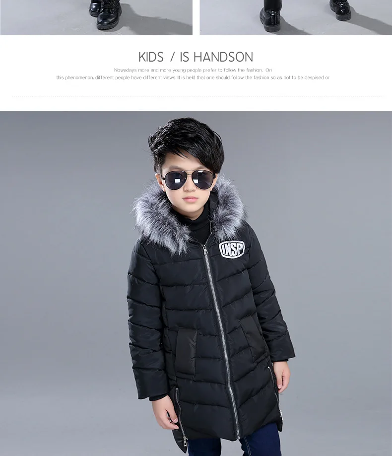 Детские зимние куртки для мальчиков, длинное теплое камуфляжное пальто с меховым капюшоном, Детская парка, одежда для мальчиков-подростков 8, 12, 15 лет