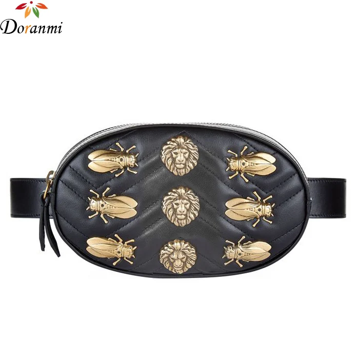 

DORANMI Metal Lion Waist Bag Women's Fanny Pack 2019 Luxury Brand Designed Belt Bag Female Leather Waist Packs PJ083