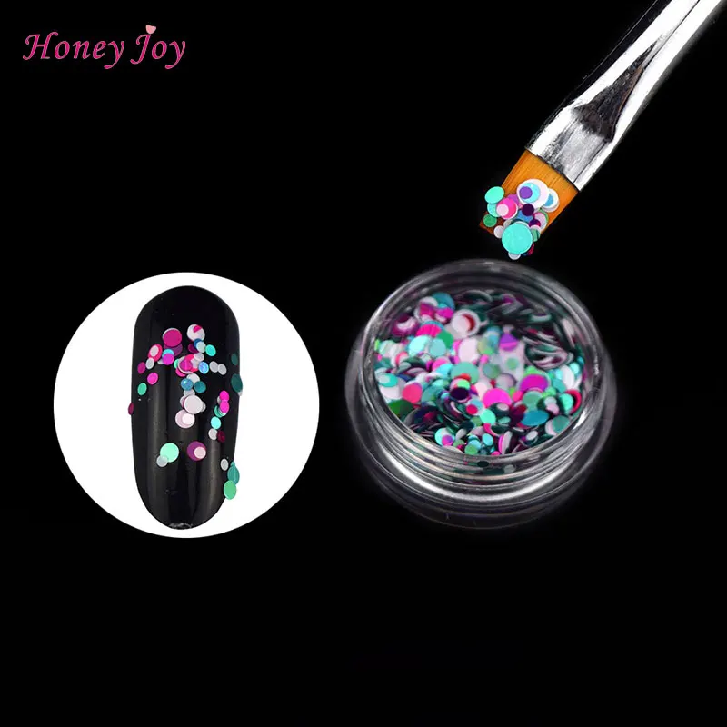 

12 Pot/Set Big Small 3D Color Intrigue Multicolor Dot Pattern Nail Art Paillette Glitter Stickers Shiny Nail Sparkles Decals