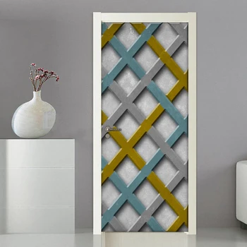 

Modern 3D Creative Geometric Door Sticker Decoration Mural Wallpaper For Living Room PVC Waterproof Self-adhesive Door Stickers