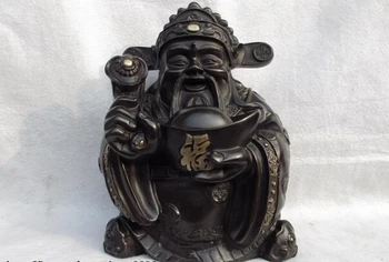 

USPS to USA S0875 Chinese Folk famous Pure Bronze Copper Money God of wealth mammon Buddha Statue