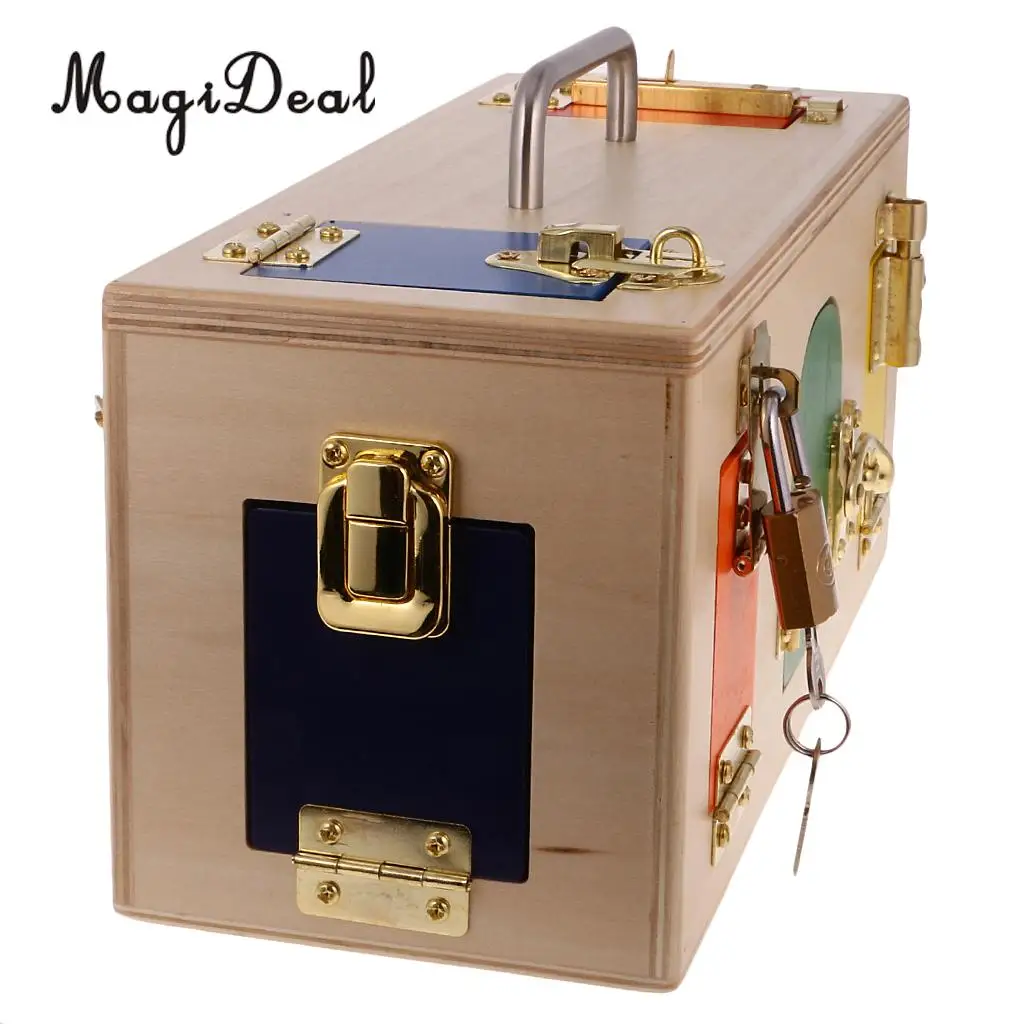 MagiDeal Wooden Montessori Practical Material Little Lock Box Kids Early Educational Toy for Cultivate Child Intelligence Gift