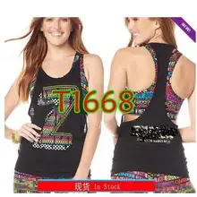 Новые женские топы, Одежда для танцев, майка для бега, футболка с открытой спиной t1668