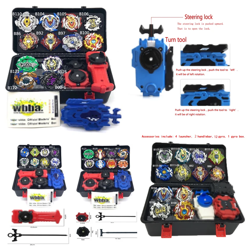 

1set 7 style Beyblade Burst B111 B113 Metal Fusion 4D With 4 Launcher Beyblade Burst Spinning Top Christmas Gift For Kids Toys