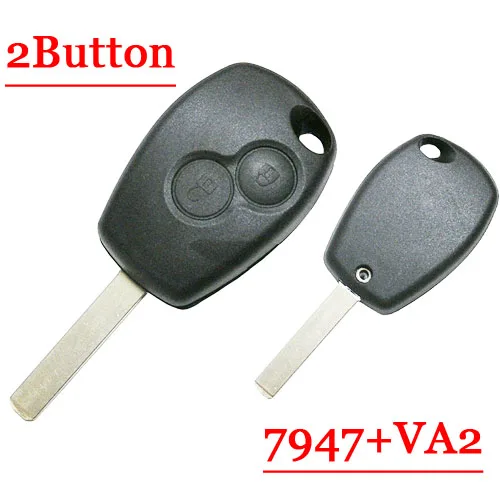 Бесплатная доставка 2 кнопки дистанционного ключа с VA2 лезвие PCF7947 чип круглая кнопка для Renault 5 шт./лот