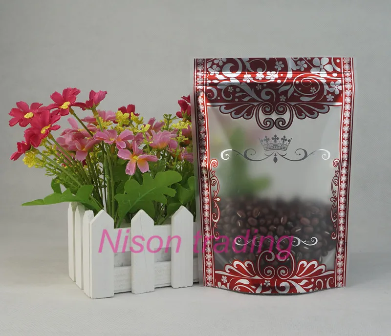 

100pcs Stand up pouch 15x22cm Matte clear ziplock bag with printing plastic bag resealable, storage peanut food poly doypack