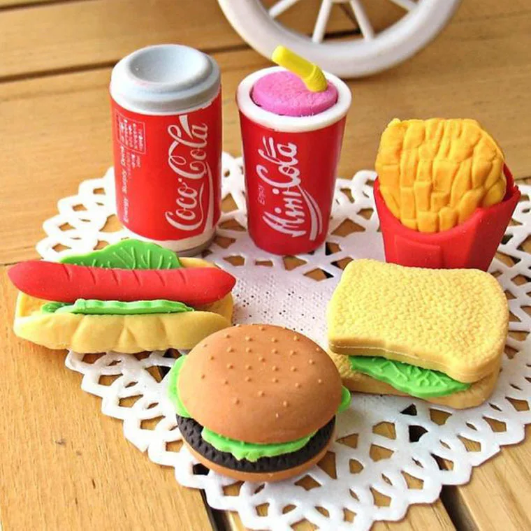 Buy 5PCS Cute Kawaii Eraser Hamburger Food French